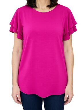 Hot Pink Ruffle Sleeve Blouse Size XL